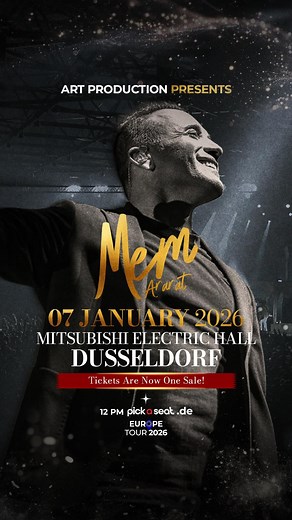 Mem Ararat – Live in Düsseldorf! ✨ 7. Januar 2026 • Mitsubishi Electric Hall, DÜSSELDORF Die unvergessliche Stimme von Mem Ararat kommt nach Düsseldorf! 🎟️ Tickets sind jetzt erhältlich — erlebe einen Abend voller Emotionen und Musik. 🔗 pickaseat.de #MemArarat #DusseldorfKonzert #ArtProduction #EuropaTour2026 #MitsubishiElectricHall #PickASeat Mem Ararat – Live in Düsseldorf! ✨ 7 January 2026 • Mitsubishi Electric Hall, DÜSSELDORF The unforgettable voice of Mem Ararat is coming to Düsseldorf! 