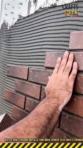 Brick Veneer Installation Work Process for Elegant Brick Facade Wall Tiling #dailywork