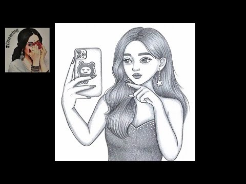 How to Draw a Girl Taking Selfie -Pencils sketch tutorial || Drawing easy for beginner || Drawing