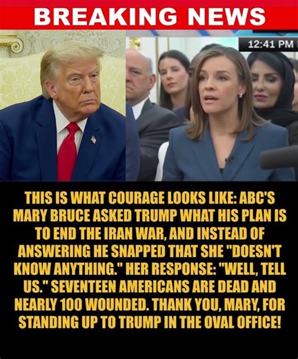 BREAKING: ABC reporter Mary Bruce refuses to be bullied, pressing Trump for a war plan as...