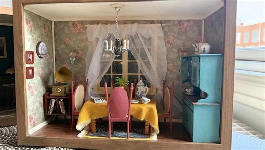 Vintage Dining Room Miniature Shadow Box Diorama – Handmade Victorian Style Scene With LED Lights. - Etsy