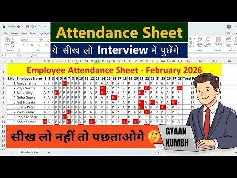 Professional 🔥 Attendance Sheet in Excel | MS Excel Attendance Sheet For Beginners Tutorial in Hindi