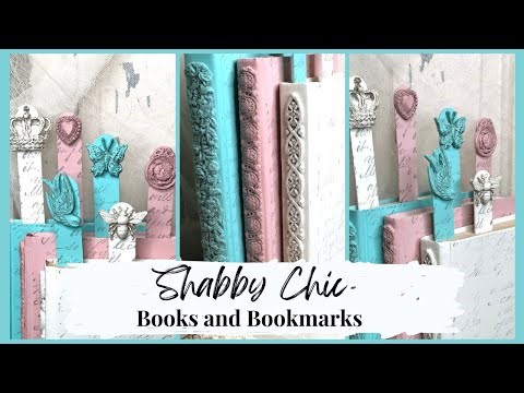 Embellished Book Stack • Shabby Chic Bookmarks • Creating with Moulds and Stamps