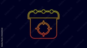 Glowing neon line Target sport icon isolated on blue background. Clean target with numbers for shooting range or shooting. 4K Video motion graphic animation