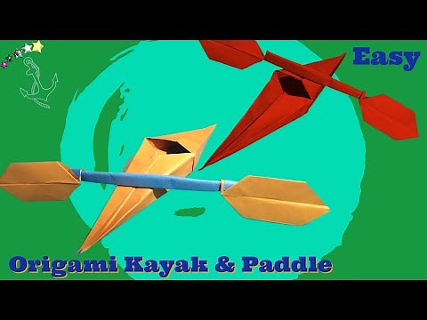 How to make origami Kayak & Paddle paper fold. Easy 10-minute crafts folding instruction.