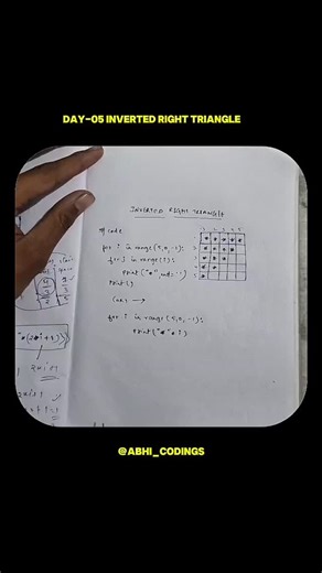 Abhiram | coder 👨‍🎓 on Instagram: "Inverted Right Triangle Pattern Python ❤️📈 . . . #abhi_codings #pythoncourse #artificialintelligence"