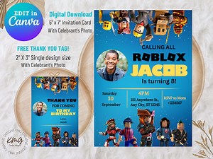 Roblox Game Invitation, Game Invitation, Roblox Party Invitation, Editable Template, Canva - Etsy UK