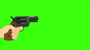 2D Animation of gun fire fx with hand with out hand .4K on green background