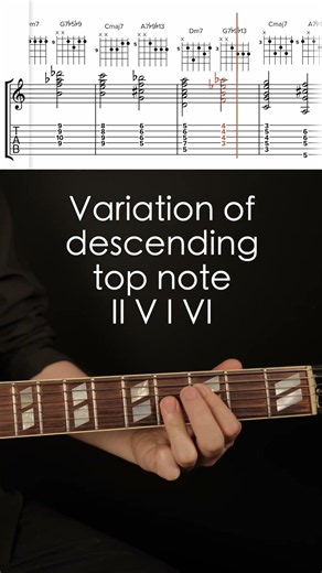 Chord Melody II V I VI Voice Leading Direction Study Descending ex.2