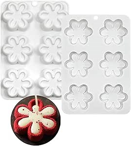 TUKE Flower Shape Chocolate Candy Molds Silicone Baking Mold Ice Cube Tray-Wedding Festival,Parties and DIY Crafts Pudding Chocolate Silicone Molds (Flower E)