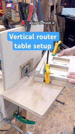 Vertical router table setup for mortises #workshop #woodworking #router