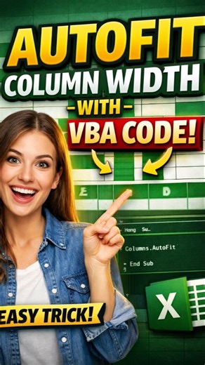 Auto-fit Excel columns instantly using VBA ⚡Save time like a pro!#ExcelTips #VBAExcel #ExcelLearning