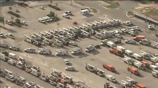 THE CAVALRY IS HERE! A huge caravan of FPL trucks are about to roll out from their staging area at Gulfstream Park to areas all over South Florida to help restore power! | WPLG Local 10