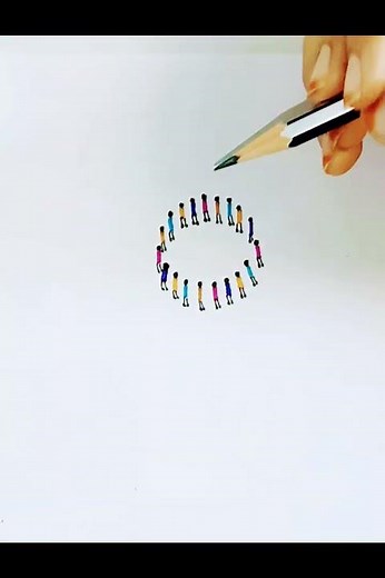 People holding hands in circle#realistic drawing#easy 3D people#easy drawing step by step#shorts