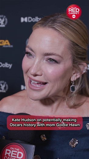 Kate Hudson reacts to potentially making Oscars history with mom Goldie Hawn! If Hudson wins Best Actress for her role in "Song Sung Blue," she will make history as the first mother-daughter duo to both win an Academy Award. ⭐🎬⭐ Watch the #Oscars LIVE Sunday, March 15 at 7e/4p on ABC and Hulu. | On The Red Carpet