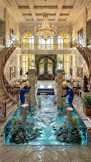 I Built a Luxury Atlantis Aquarium Floor Inside a Mansion.#luxurydesign #luxury