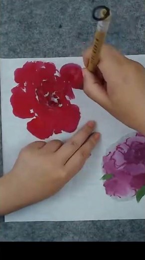 peony flowers in Chinese watercolor