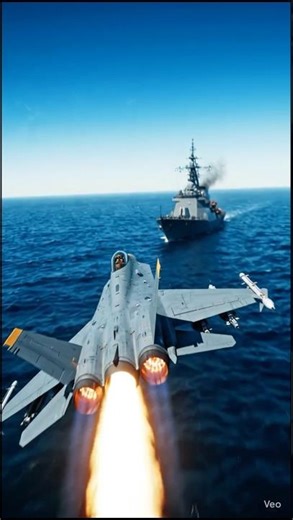 Epic Missile Attack Explosion! 🚀💥 | AI Fighter Jet vs Warship #Shorts