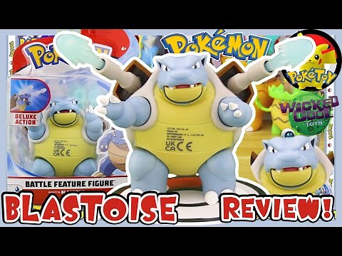 WICKED COOL TOYS Pokémon BLASTOISE Battle Feature Figure Review and UNBOXING S3