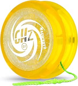 MAGICYOYO Toys Looping Yo-Yo, D1 Responsive Beginner Yoyo with Strings, Plastic Body and Great for String Tricks for Advance Players to Perform Like Pros + Extra 3 Strings -Glitter Crystal Yellow