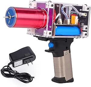 cjc Handheld Tesla Coil Gun, Electronics Trigger Mode for Tesla Coil Handheld Portable Mini Arc Generator for Tesla Coil Artificial Lightning DIY,Wireless Arc Plasma Experiment Science (Type-Charge)