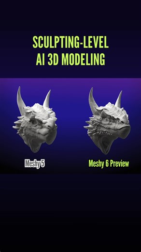 1.2M views · 22 reactions | BIG NEWS!  Meshy 6 Preview is live! Get ready for sculpting-level details in seconds with our Text-to-3D and Image-to-3D tech. What's next? Try it now and see the future of mesh quality! | Meshy | Facebook