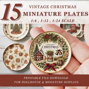 Printable Farmhouse Christmas Plates : Vintage Mini Plates Dollhouse Wall Art, Rustic Holiday Mini Decor (digital Download) - Etsy Canada