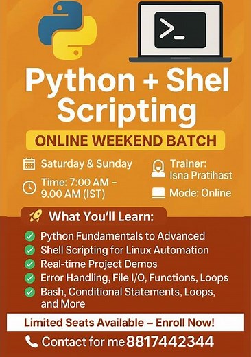 Master Python & Shell Scripting –Weekend Online Bootcamp | live session | #python #pythonfullcourse