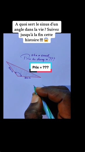 Calcul de la surface d’un triangle connaissant deux côtés et leur angle #math #fyp #triangle