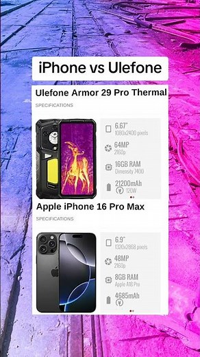 Apple iPhone 16 Pro vs Ulefone Armor 29 Pro Thermal