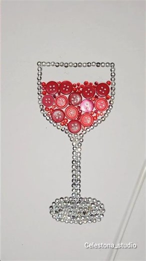 Simple DIY Wall Art with Buttons & Stones 💎Wine Glass Craft Tutorial | #craftyideas #craftbuttons