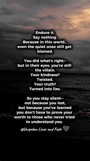 128K views · 3.3K reactions | You kept quiet… not because you’re weak, but because you’re done explaining pain.  ---- If this spoke to your heart… keep your peace, not their approval.  Save this for the days you feel misunderstood. #UnspokenLinesAndFeels #SilentPain #DeepSoulThoughts #UnheardEmotions | Unspoken Lines & Feels | Facebook