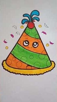 How to draw a cute birthday 🤠 hat for kids #shorts #drawing