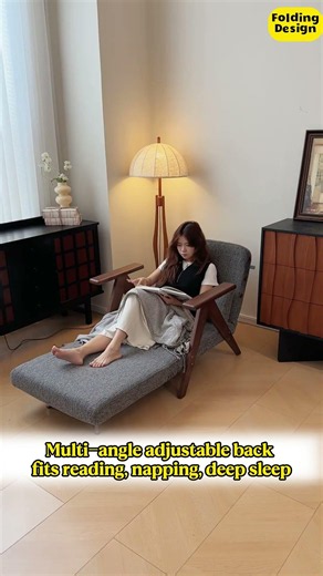 Grey Speckled Fluffy Foldable Single Sofa Bed Review Multi-Angle Adjustable Backrest #SofaBed