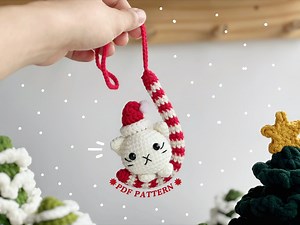 Christmas Car Hanging Crochet Pattern, Amigurumi Crochet Patterns, Candy Cat Car Hanging Crochet Pattern - Etsy