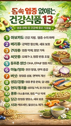 몸속 염증 완화 슈퍼푸드 Best #항염식품 #염증완화 #건강식단