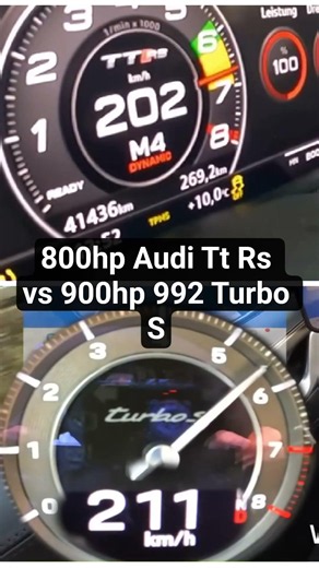 800hp Audi Tt Rs vs 900hp 911 Turbo S #992turbos #911turbo #911 #audi #audittrs #ttrs