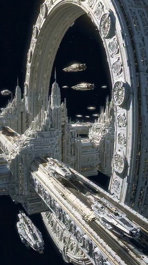 Ivory Helix Citadel 🏛️✨ White spires coil like logic into the void, a civil faith of marble and photon-glass. Fleets slide from coral docks into particle-accelerator portals—quantum arbors that fold distance and thread dimensions—while the citadel’s self-aware halls speak in maps and myths, tutoring travelers in navigation, ethics, and the poetry of warp. Here architecture is mentor, engines are scripture, and every voyage is taught before it begins. #scifi #space #sciencefiction #spaceexplorat