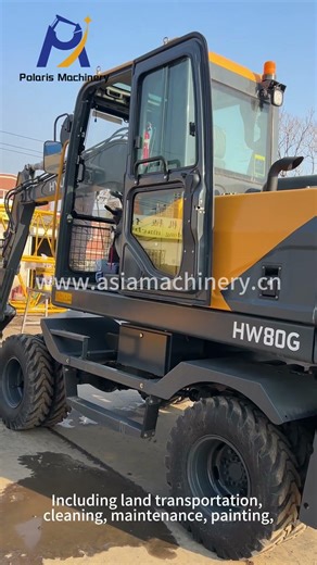 HYUNDAI HW80G wheel excavator was sold, with extra counterweight and long boom.
