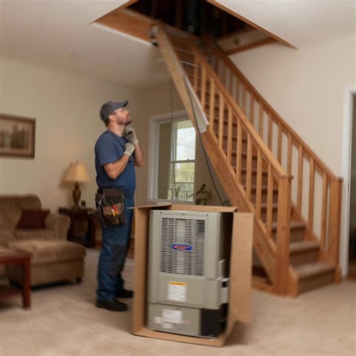 “When the attic says ‘Nope’ but the install says ‘Today.’” Ever wonder why HVAC techs walk around like they’ve lived three extra lifetimes? This is why. Sometimes the job isn’t just installing a new unit—it’s convincing a 200-pound metal rectangle to climb a ladder into a space that was clearly designed by someone who hates convenience. This tech is out here wrestling gravity, architecture, and his will to live… all before lunch. Shout-out to everyone in HVAC who makes the impossible look almost