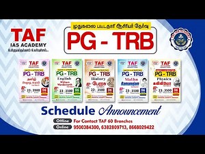PG - TRB | SCHEDULE ANNOUNCEMENT | TAF IAS ACADEMY