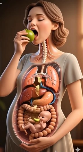 See How a Pregnant Body Digests a Pear | Realistic 3D Digestive System Animation 🍐🤰#pregnancydiet