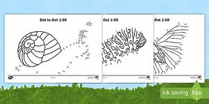 Minibeasts-Themed Dot to Dot 1 to 50 Worksheets