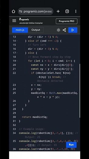 🚀 Robot Simulation with Obstacles | JavaScript Algorithm Explained Step-by-Step | LeetCode Solution
