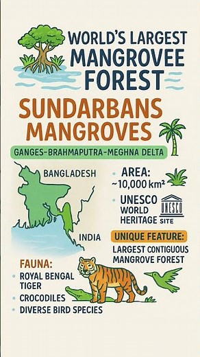🌿 Sundarbans – World’s Largest Mangrove Forest | UNESCO Site | Current Affairs 2025