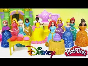 Disney Princess MagiCip Tiana Royal Party Palace Tee Party with 10 Princesses and Play Doh Makeover