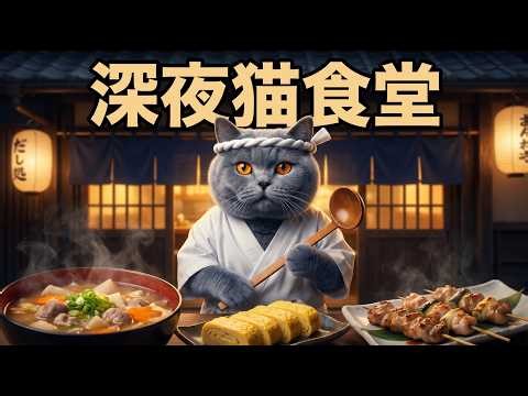 A heartwarming day in the life of a chubby cat chef at a late-night diner.