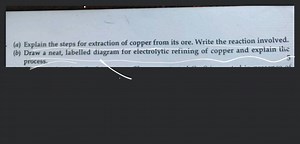 (a) Explain the steps for extraction of copper from its ore. Wr... | Filo