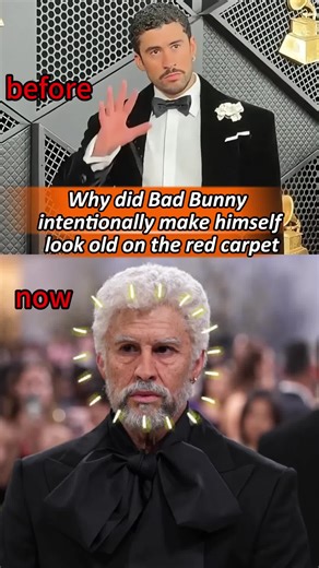 Why did Bad Bunny intentionally make himself look old on the red carpet #badbunny #celebrities #movie #foryoupage #usa🇺🇸