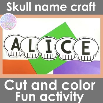 Halloween Skeleton Name Craft Fall Craftivity Cut & Paste Autumn Art Project